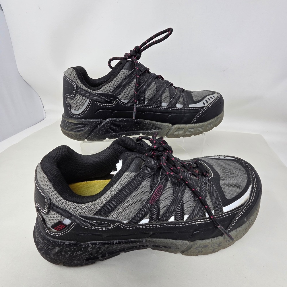 Keen Utility Steel Toe Work Shoes Womens 8 Blk/Grey ESD Safety Sneakers 1017073M